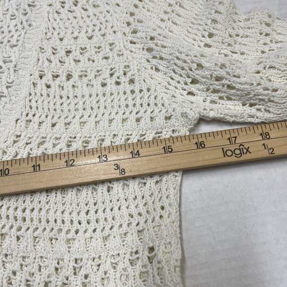 L Space Cardigan L White Crochet Open Knit Cropped Tie Front‎ Boho Hippie Beach - Picture 11 of 11